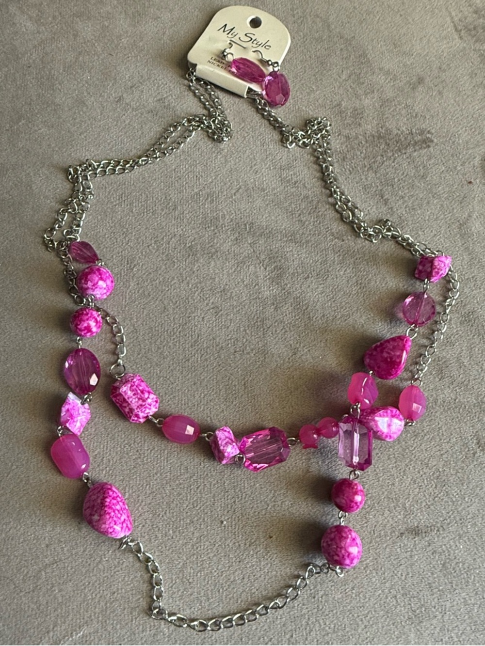 Pink Multi-Bead Layered Necklace